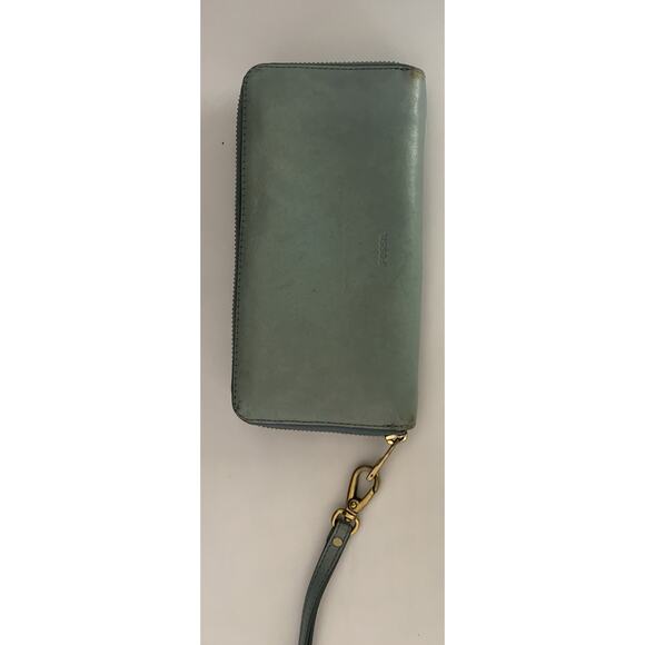 Fossil Emma Large Zip Clutch Steel Blue Wristlet Leather Wallet RFID New READ - Picture 6 of 14